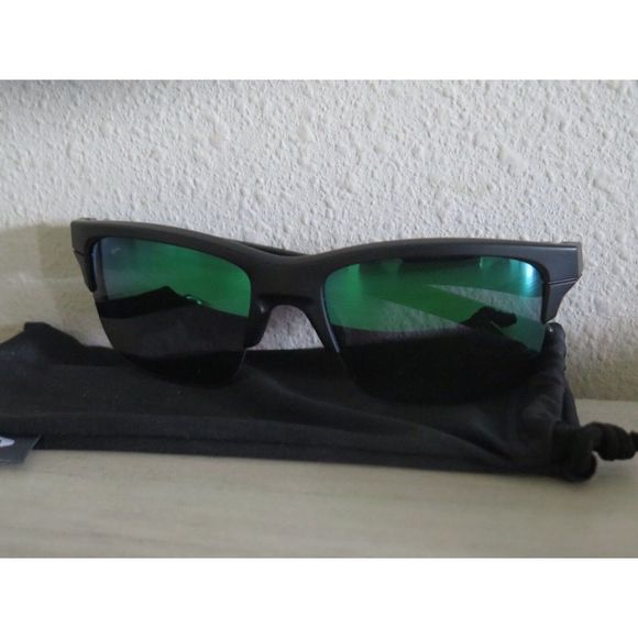 Oakley OO9316-09 Men's Thinlink Matte Black Frame Jade/Green Iridium Sunglasses - Picture 10 of 11